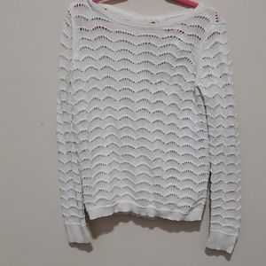 LOFT Med Cream Open Back Sweater